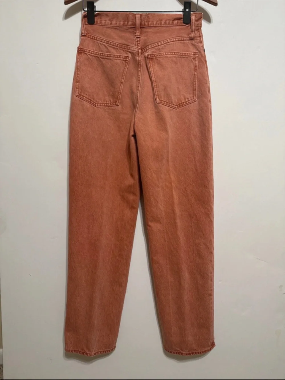 Madewell garments dyed weathered brick baggy straight jeans